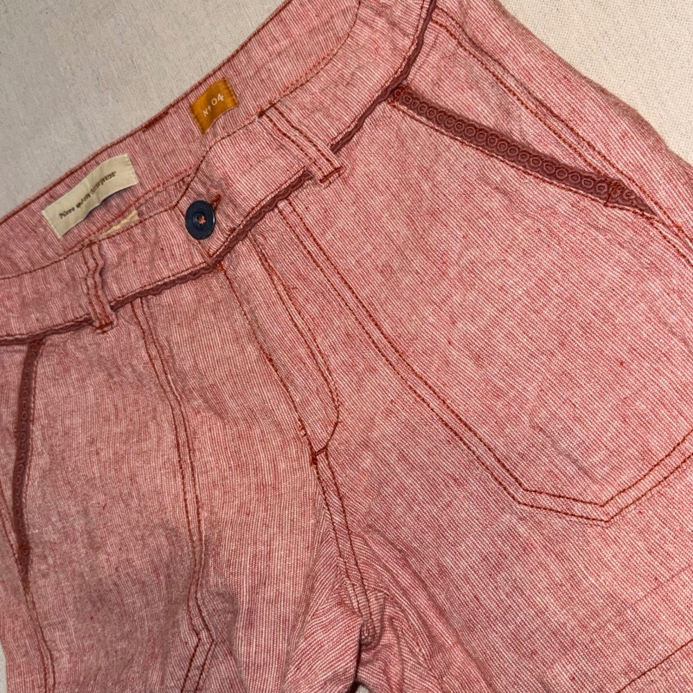 Pilcro and the Letterpress Anthropologie Red Linen Blend Wide Leg Pants Size 4